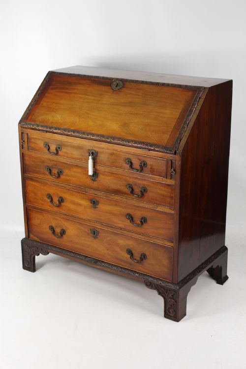 fig 1. Small Georgian Carved Mahogany Bureau
