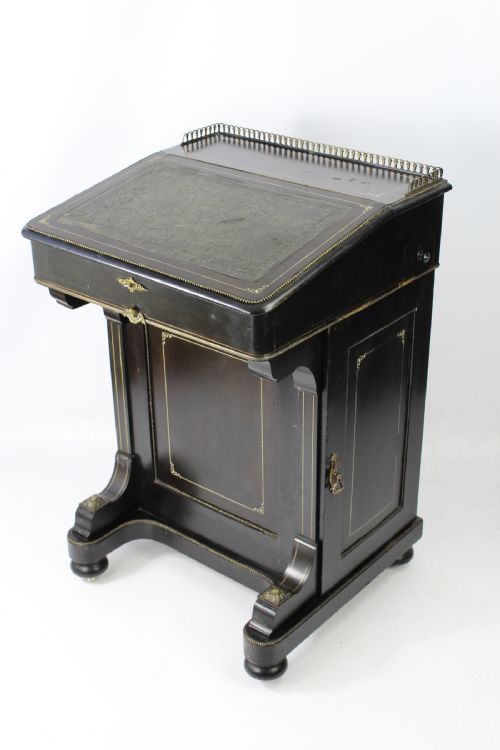 fig 1. Victorian Ebonised & Inlaid Davenport