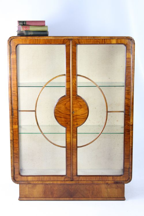 Art Deco Walnut Display Cabinet