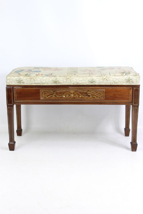 Victorian Mahogany Inlaid Duet Piano Stool