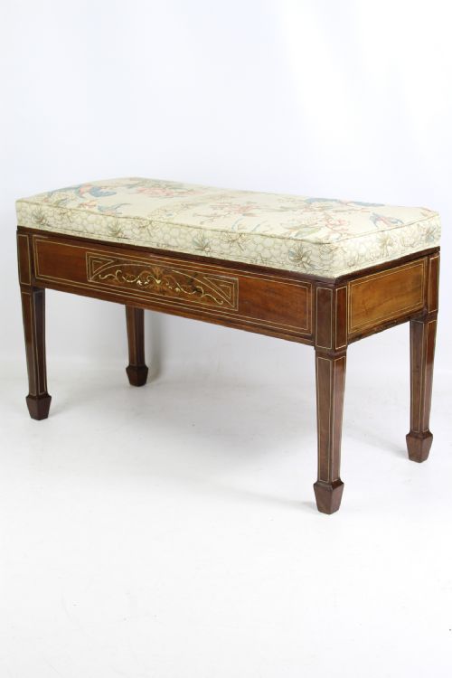 fig 1. Victorian Mahogany Inlaid Duet Piano Stool