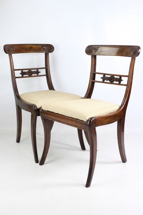 fig 1. Pair Regency Mahogany & Brass Chairs