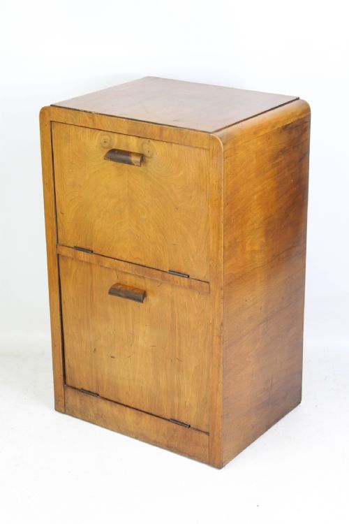 Small Art Deco Walnut Filing Cabinet