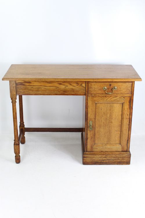 Slim Antique Edwardian Oak Desk