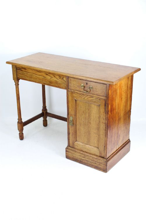 fig 1. Slim Antique Edwardian Oak Desk