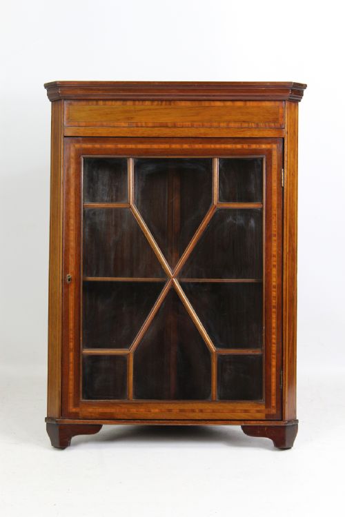 Small Edwardian Mahogany & Inlaid Corner Cabinet