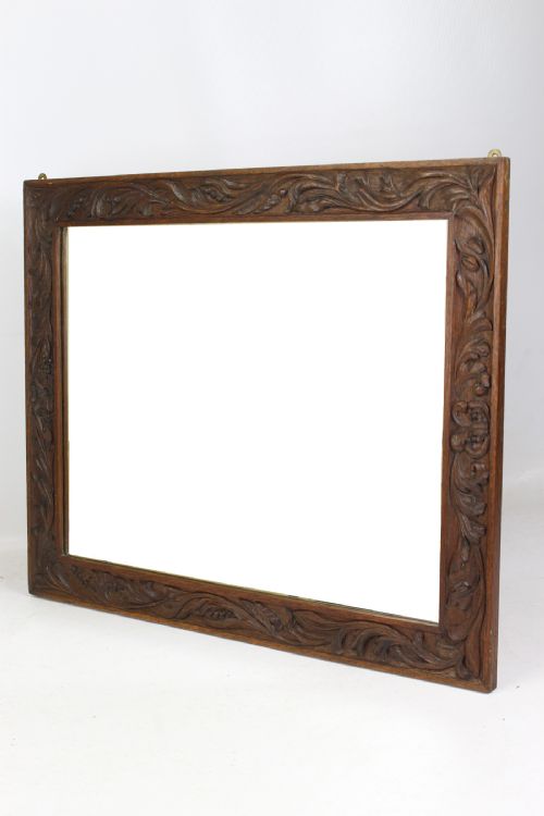 fig 1. Edwardian Arts & Crafts Carved Oak Mirror