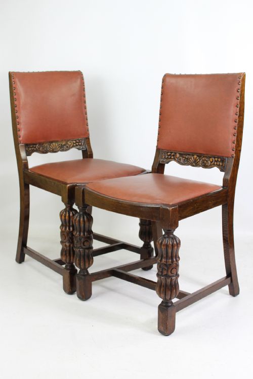 fig 1. Set 4 Art Deco Oak Dining Chairs