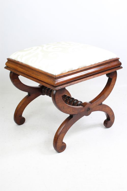 Antique Victorian Mahogany X-frame Stool