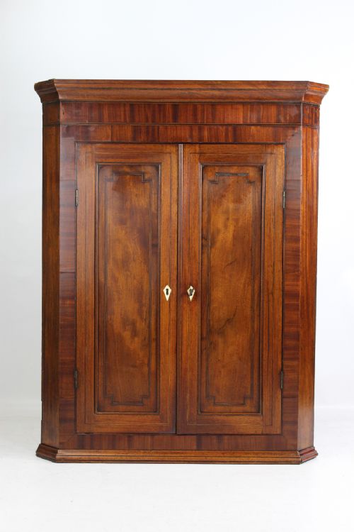 Georgian Inlaid Mahogany Corner Cupboard