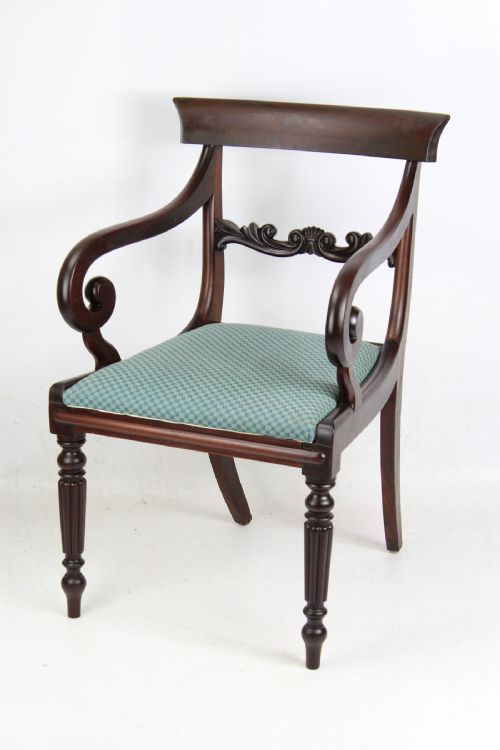 Victorian Mahogany Scroll Arm Desk Chair