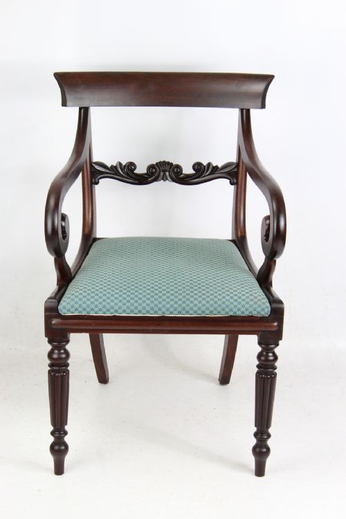 fig 1. Victorian Mahogany Scroll Arm Desk Chair