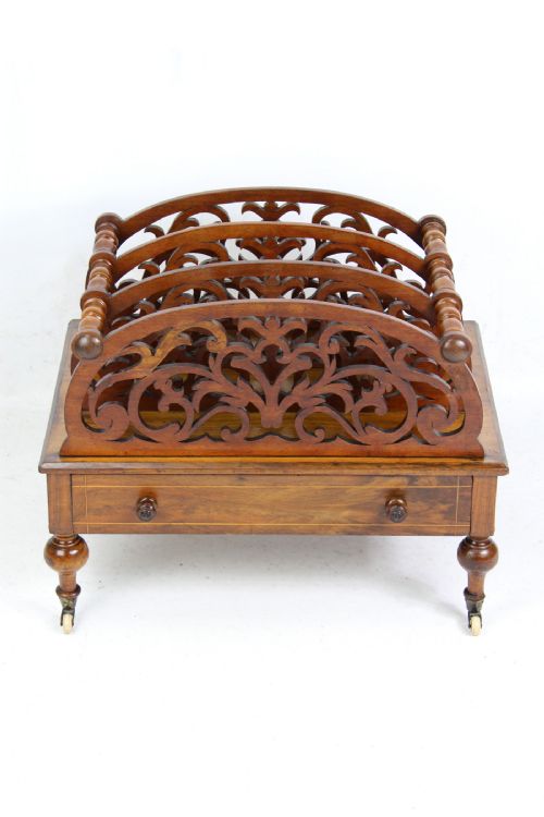 Victorian Walnut Canterbury Magazine Rack