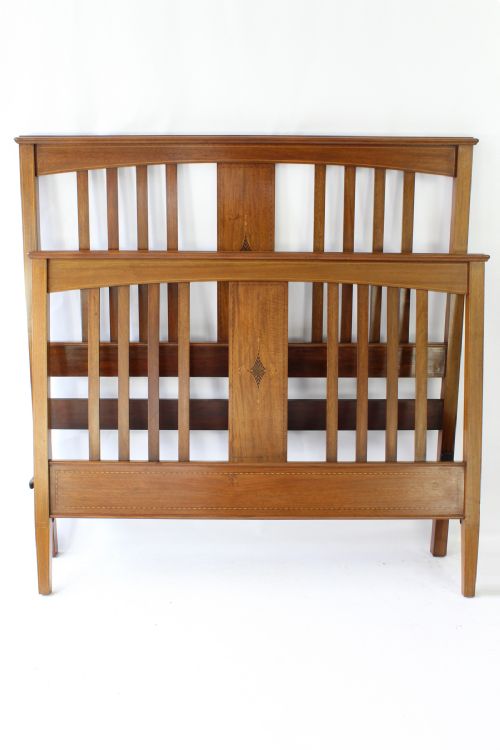 Antique Edwardian Mahogany & Inlaid Double Bed
