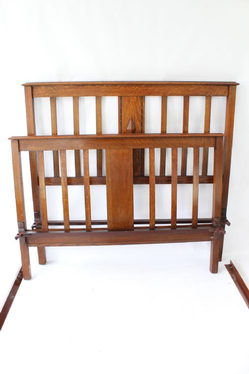 fig 1. Antique Edwardian Oak Double Bed