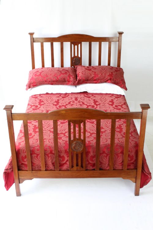 fig 1. Antique Edwardian Walnut Double Bed
