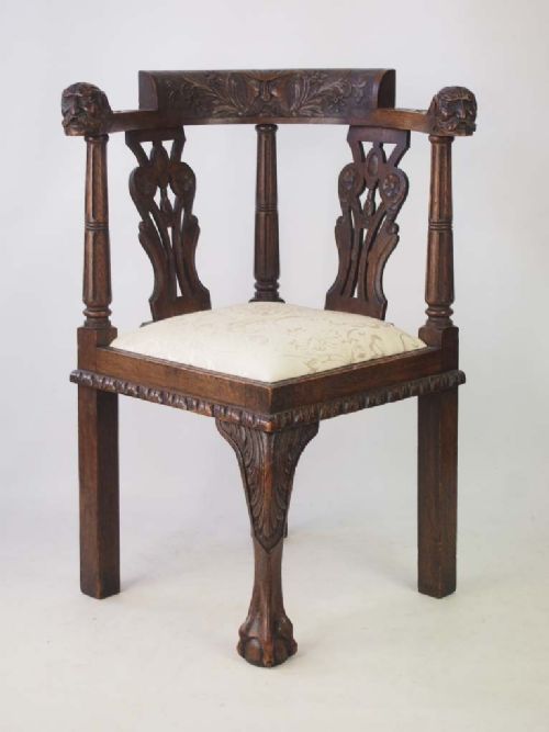 Victorian Carved Oak Corner Chair