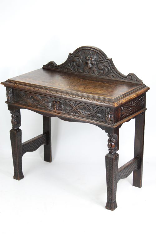 Victorian Gothic Revival Oak Hall Table