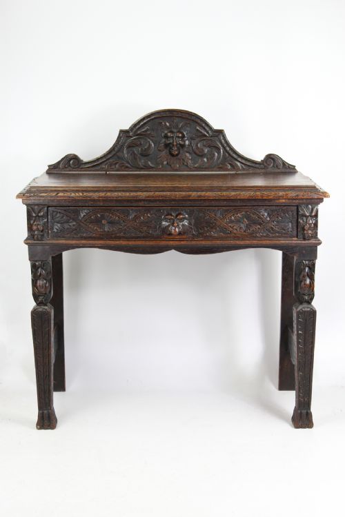 fig 1. Victorian Gothic Revival Oak Hall Table