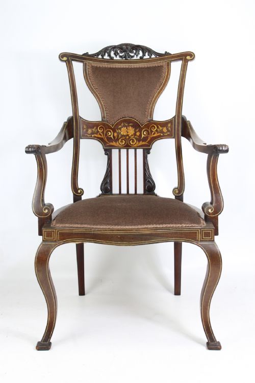 Victorian Mahogany & Inlaid Armchair