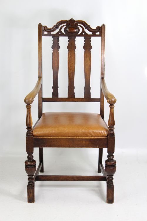 fig 1. Edwardian Oak Open Armchair / Desk Chair