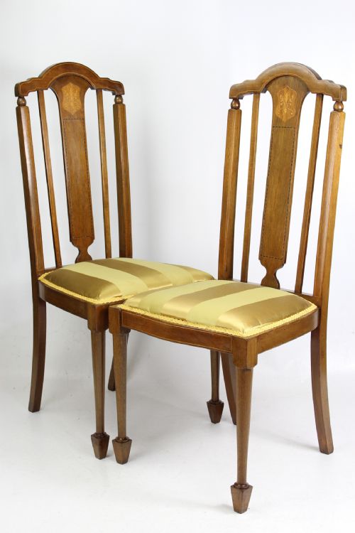 Pair Antique Edwardian Mahogany Side Chairs