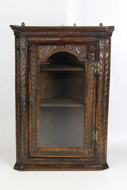Georgian Oak Corner Cupboard with Glazed Door