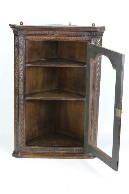 fig 1. Georgian Oak Corner Cupboard with Glazed Door