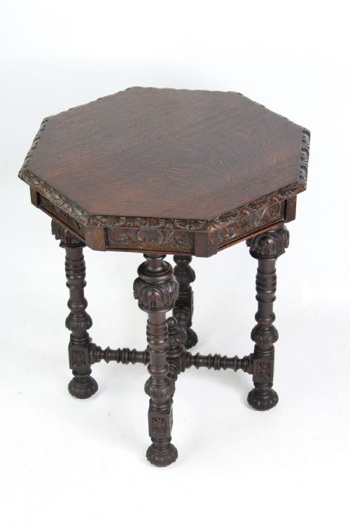 Victorian Gothic Revival Oak Table by Edwards & Roberts