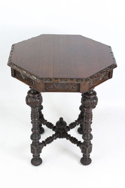 fig 1. Victorian Gothic Revival Oak Table by Edwards & Roberts