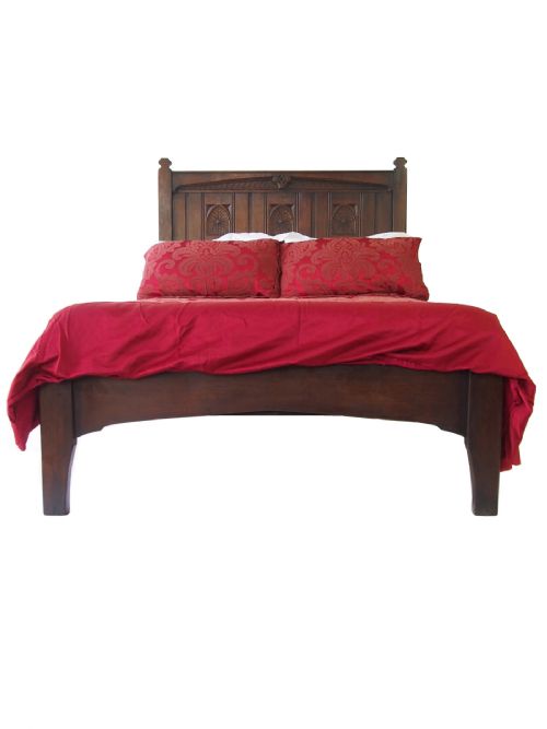 Edwardian Gothic Revival Oak Double Bed