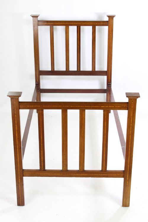 fig 1. Antique Edwardian Mahogany & Inlaid Single Bed