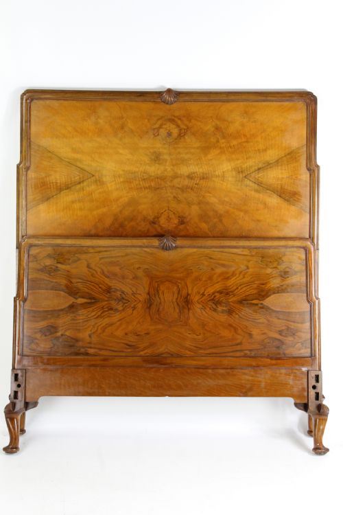 fig 1. Art Deco Large Single 3FT6 Shell Carved Walnut Bed