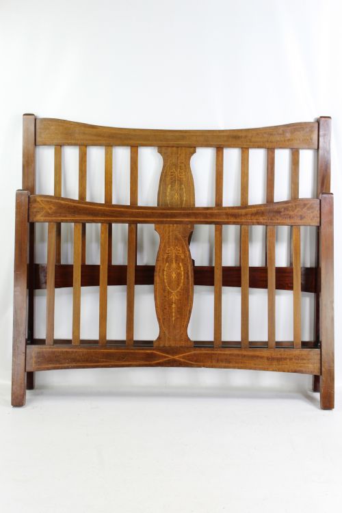 Antique Edwardian Mahogany & Inlaid Double Bed