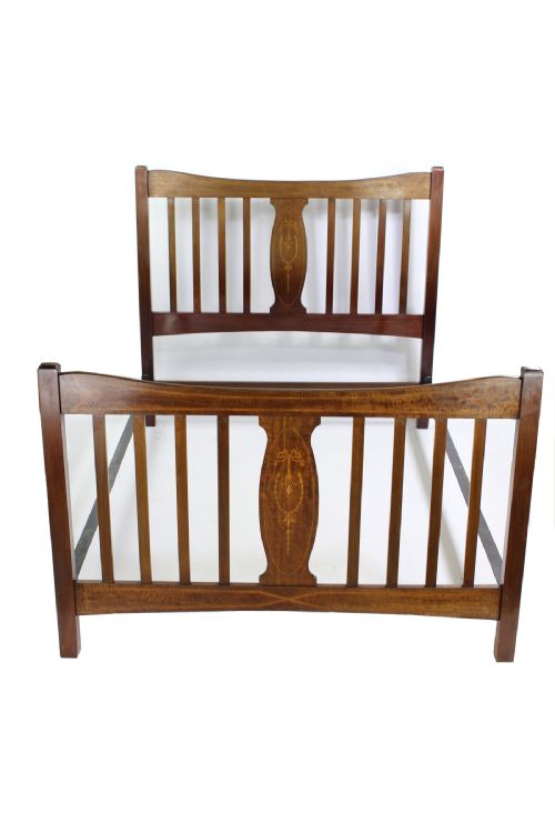 fig 1. Antique Edwardian Mahogany & Inlaid Double Bed