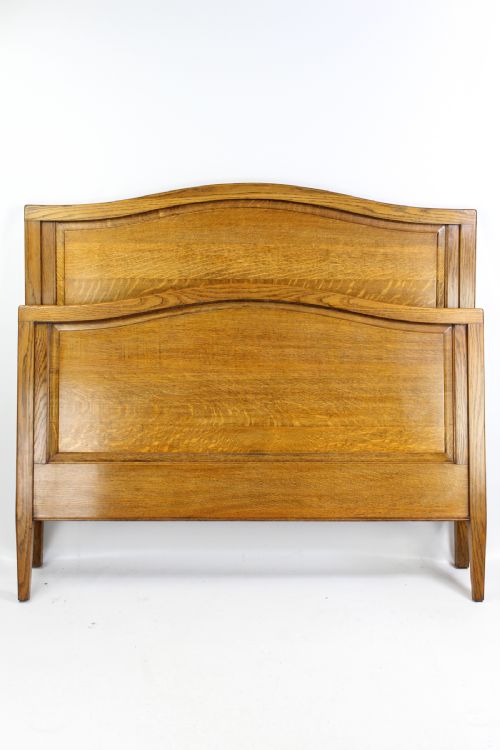Antique Edwardian Panelled Oak Double Bed
