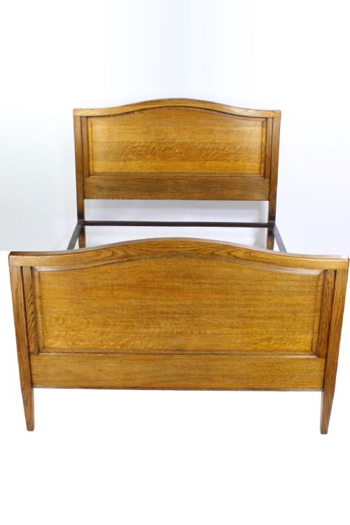 fig 1. Antique Edwardian Panelled Oak Double Bed