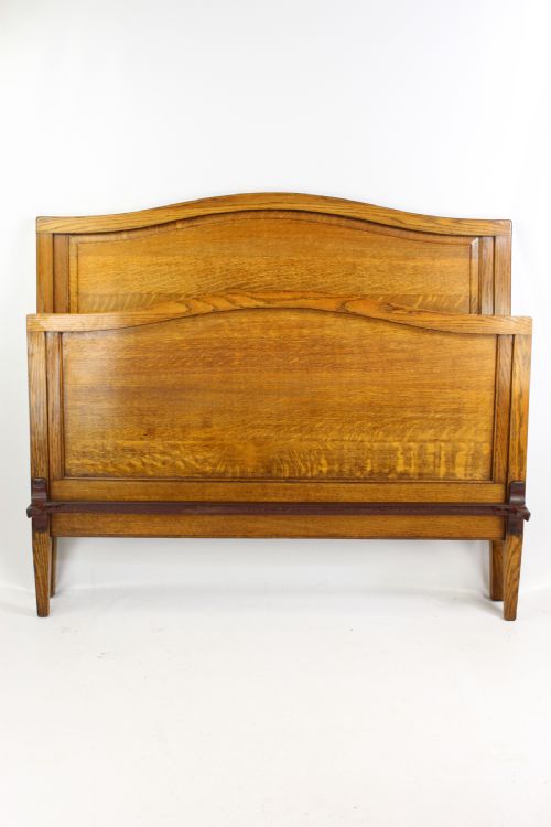 fig 2. Antique Edwardian Panelled Oak Double Bed