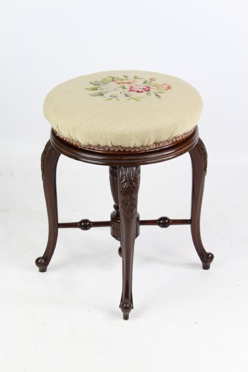 fig 1. Victorian Mahogany Rise & Fall Piano Stool
