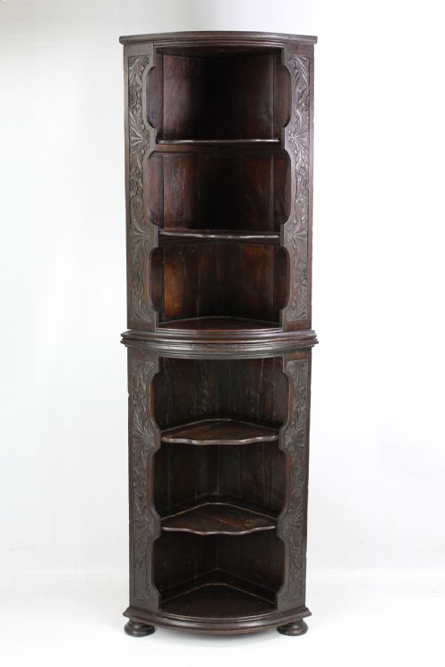 Victorian Gothic Oak Standing 6ft Corner Unit