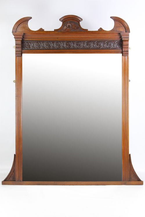 Large 5ft Antique Victorian Walnut Overmantle Mirror