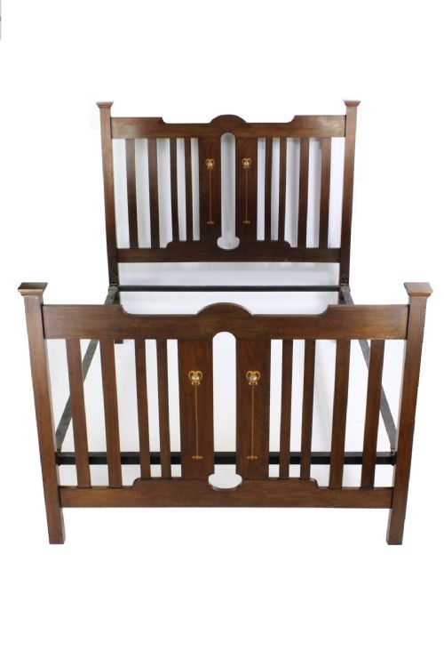 fig 2. Victorian Arts & Crafts Inlaid Walnut Double Bed