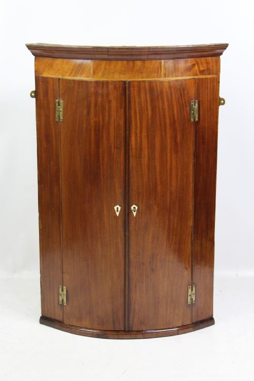 Georgian Mahogany Bow Front Corner Cupboard