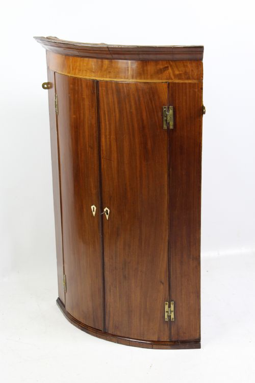 fig 1. Georgian Mahogany Bow Front Corner Cupboard