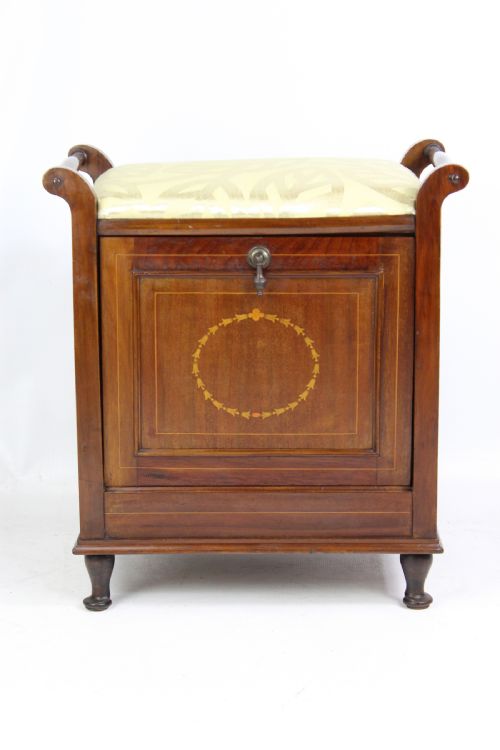 fig 1. Edwardian Mahogany & Inlaid Piano Stool
