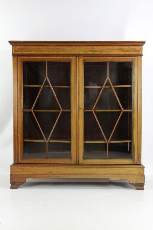 Large Edwardian Inlaid Mahogany Bookcase