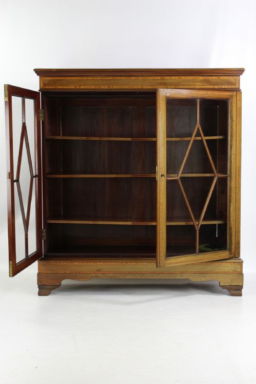 fig 1. Large Edwardian Inlaid Mahogany Bookcase