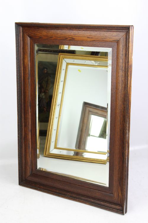 fig 1. Large Antique Edwardian Oak Wall Mirror