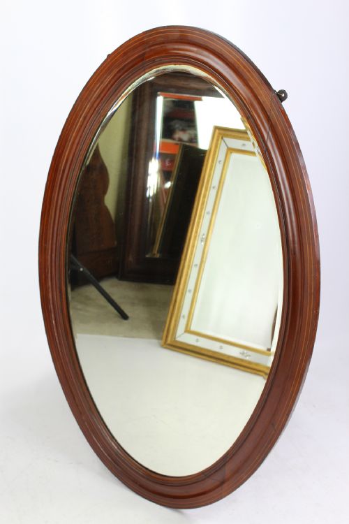 fig 1. Large Edwardian Inlaid Mahogany Oval Mirror