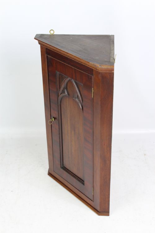 fig 1. Small Gothic Revival Mahogany Corner Cabinet
